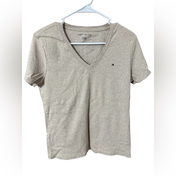 Tommy Hilfiger Light Gray V-Neck Tee - Picture 1 of 4